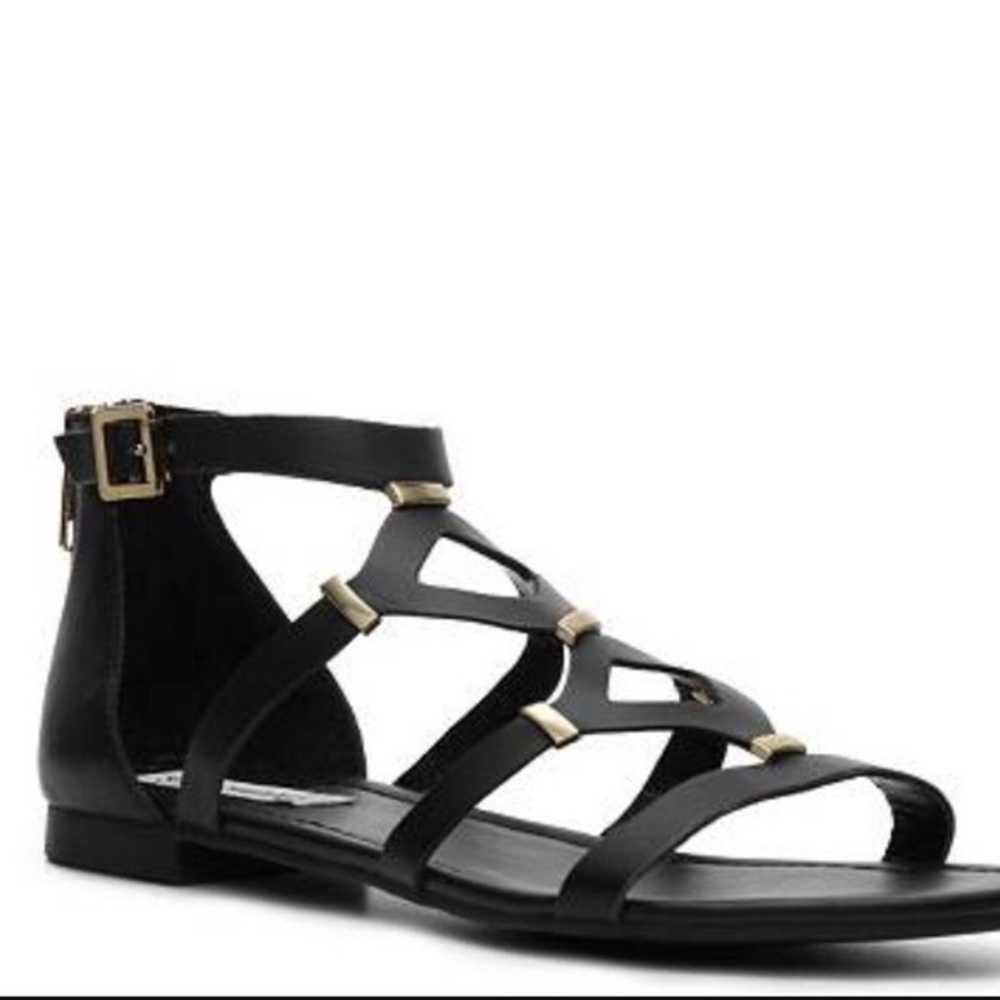 Steve Madden Black and Gold Strappy Sandals